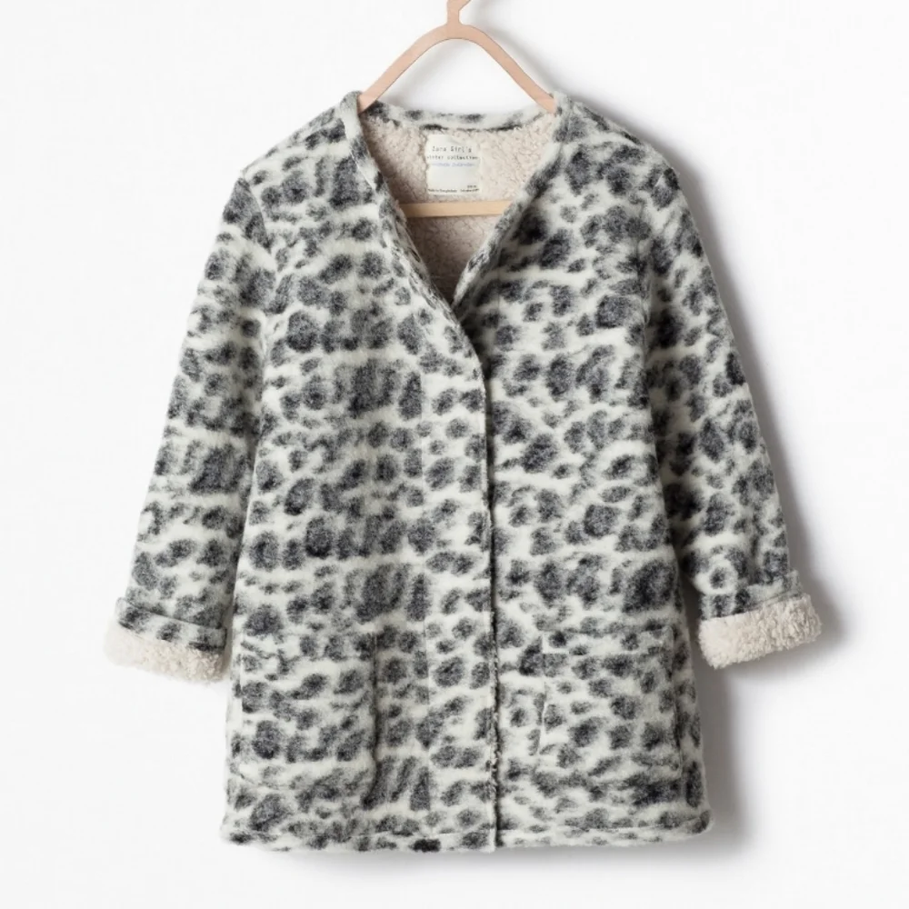 Zara Leopard Print Coat Jacket Size 7-8Y